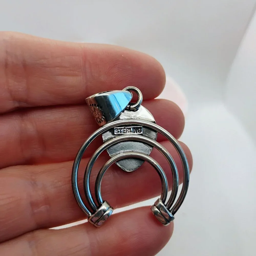 Handmade Sterling Silver Pink Conch Shell Naja Pendant Southwest Cowgirl - Picture 4 of 6